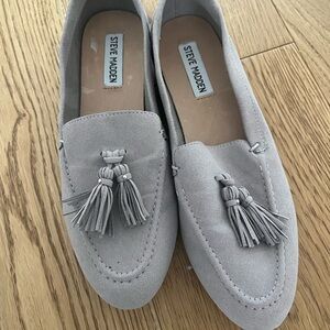 Steve Madden Light Gray Suede Tassel Loafers